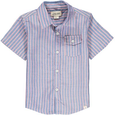 Camisa de manga corta NEWPORT Azul marino / rayas rojas niños