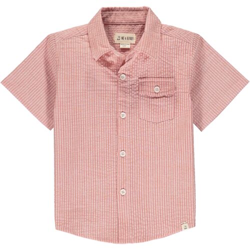 NEWPORT short sleeved shirt Coral seersucker