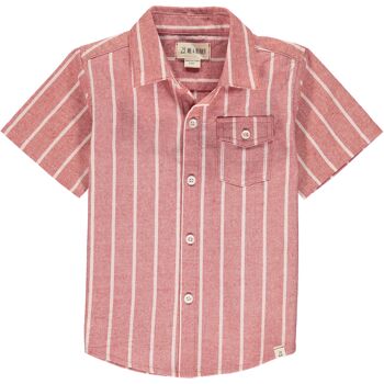 Chemise manches courtes NEWPORT Rayure rouge/crème ados