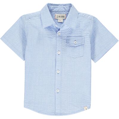 Camisa de manga corta NEWPORT Seersucker azul claro para adolescentes