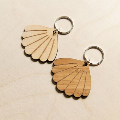 PORTE-CLÉS COQUILLAGE EN BOIS