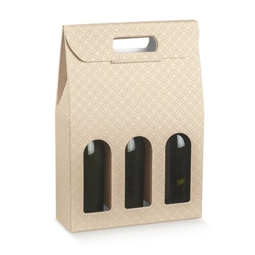 Wine Display Packaging Bag for 3 Bottles - Cream