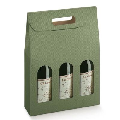 Wein-Display-Verpackungsbeutel für 3 Flaschen – Finlandia-Grün