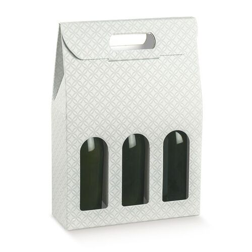 Wine Display Packaging Bag for 3 Bottles - Ice Grey