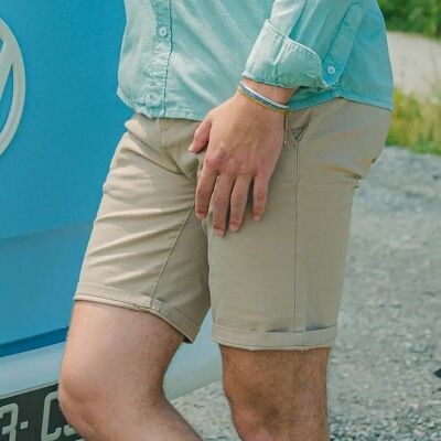 Men's beige organic cotton Bermuda shorts
