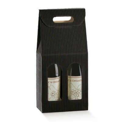 Bolsa de embalaje de exhibición de vino para 2 botellas - Negro