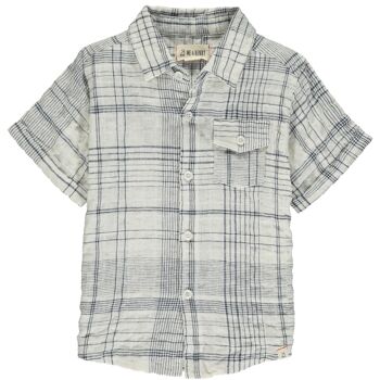 Chemise manches courtes NEWPORT Blanc/bleu marine à carreaux enfant