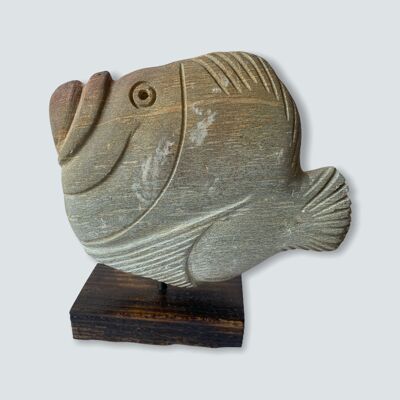 Escultura de pez de piedra - Zimbabwe (02) S