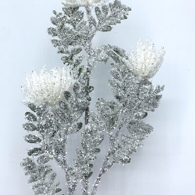 Frost effect artificial thistle - H70cm