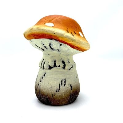 Orange ceramic mushroom 12x12xH15.5cm