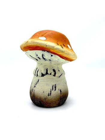 Champignon céramique orange 12x12xH15,5cm