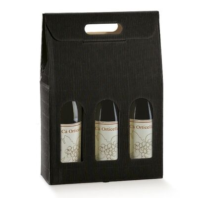 Bolsa de embalaje de exhibición de vino para 3 botellas - Negro