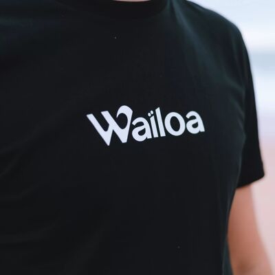 Schwarzes Unisex-T-Shirt aus Bio-Baumwolle von Waïloa