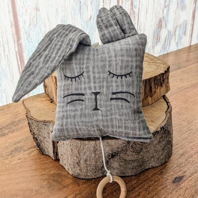 Music box rabbit vintage stone gray