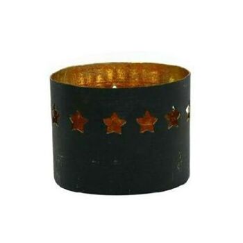 BLACK FRIDAY - Photophores métal noir/doré motif étoile 8 x 6 x 4 - Décoration de Noël