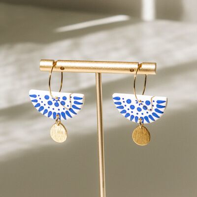 Greek Style Handmade & Handpainted Clay Earrings, "ANAFI"