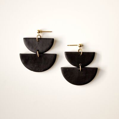 Black Statement Polymer Clay Earrings, "ANGELIQUE"