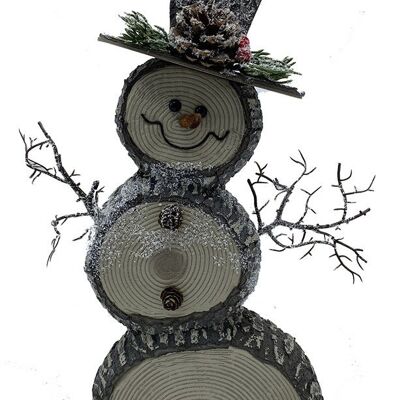 Bonhomme de neige déco imitation bois 24x6 H43cm