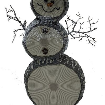 Bonhomme de neige déco imitation bois 24x6 H43cm