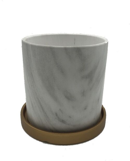 Cache Pot arrondi Marbre Blanc, Artiflor