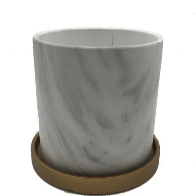 Vaso per piante effetto marmo bianco x 14 H 14 cm