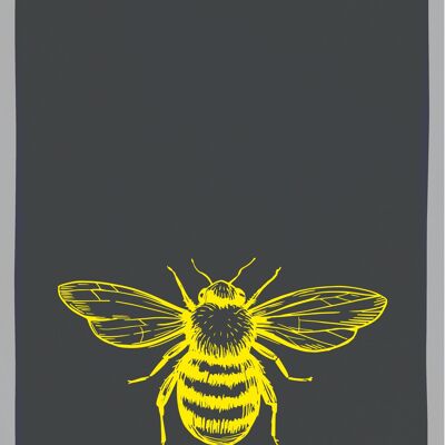 Tea towel grey, BEE, yellow