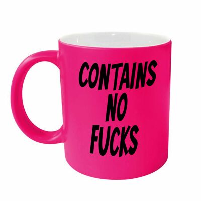 Rude Funny Mug - Contains no fucks PINK NEONMUG 901