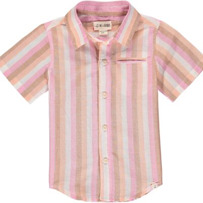 PIER short sleeved shirt Coral/beige/white stripe teens 16y