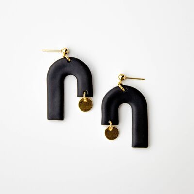Black & Gold Unique Statement  Earrings, "AURORA"