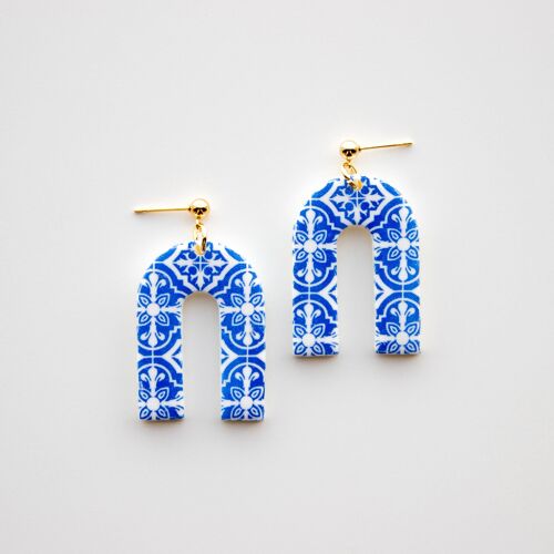 Greek Style Handpainted Polymer Clay Earrings, "CORFU"