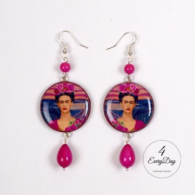 Frida Kahlo and Munch's Scream wooden earrings, light and comfortable