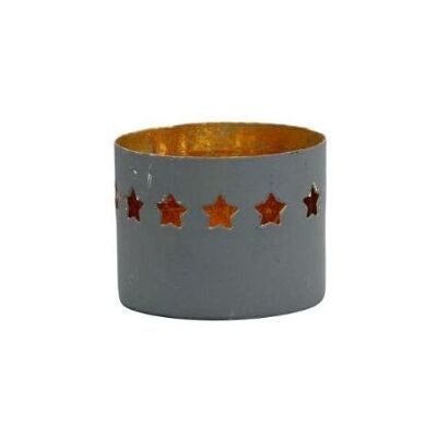 BLACK FRIDAY - Gray/gold metal star pattern tealight holders 8 x 6 x 4 - Christmas decoration
