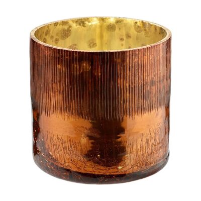 Porta tealight in vetro bronzo/oro 8 x 8 x 2 - DECORAZIONE INTERNA