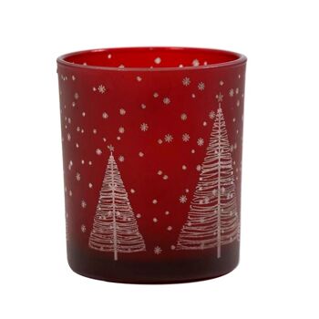 BLACK FRIDAY - Photophore rouge motif sapin 10 x 12.5 cm x 2  - Décoration de Noël 1