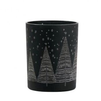BLACK FRIDAY - Photophore noir motif sapin 10 x 12.5 cm x 2  - Décoration de Noël 1