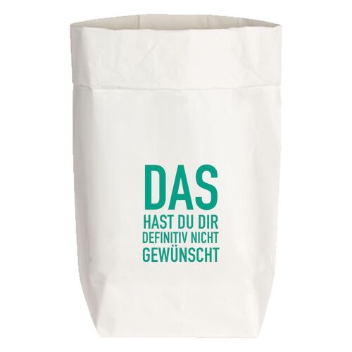 Paperbags Small weiss, DAS HAST DU DIR DEFINITIV NICHT GEWÜNSCHT, türkis