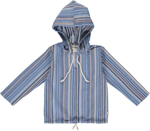 ST.IVES Gauze hooded top Blue multi stripes