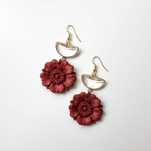 Unique Large Flower Polymer Clay Earrings, "FLORENCE"