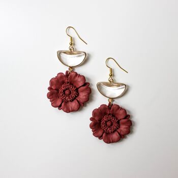 Unique Large Flower Polymer Clay Earrings, "FLORENCE" 2