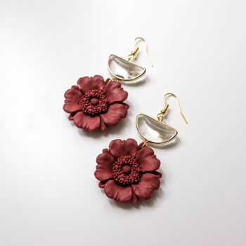 Unique Large Flower Polymer Clay Earrings, "FLORENCE" 4