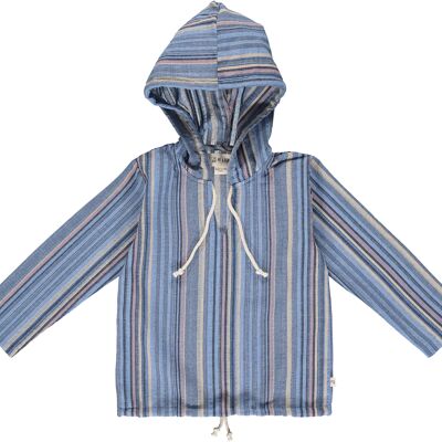 ST.IVES Gauze hooded top Blue multi stripes kids