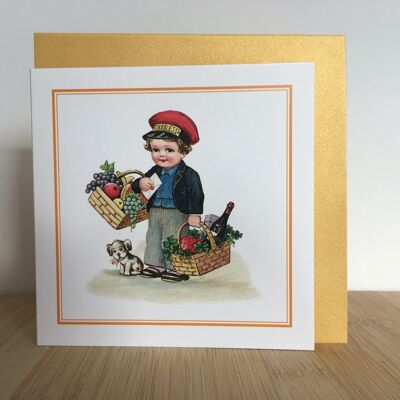 Double greetings card: the delivery man