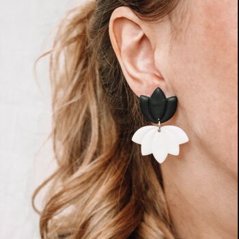 Lotus Flower Modern Unique Statement Earrings, "JAYLA" 3