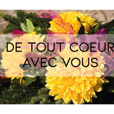 Carte message " DE TOUT COEUR AVEC VOUS"