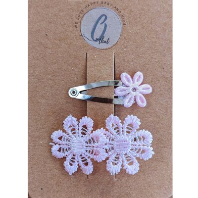 Baby hair clip 2 pieces Broderie blush