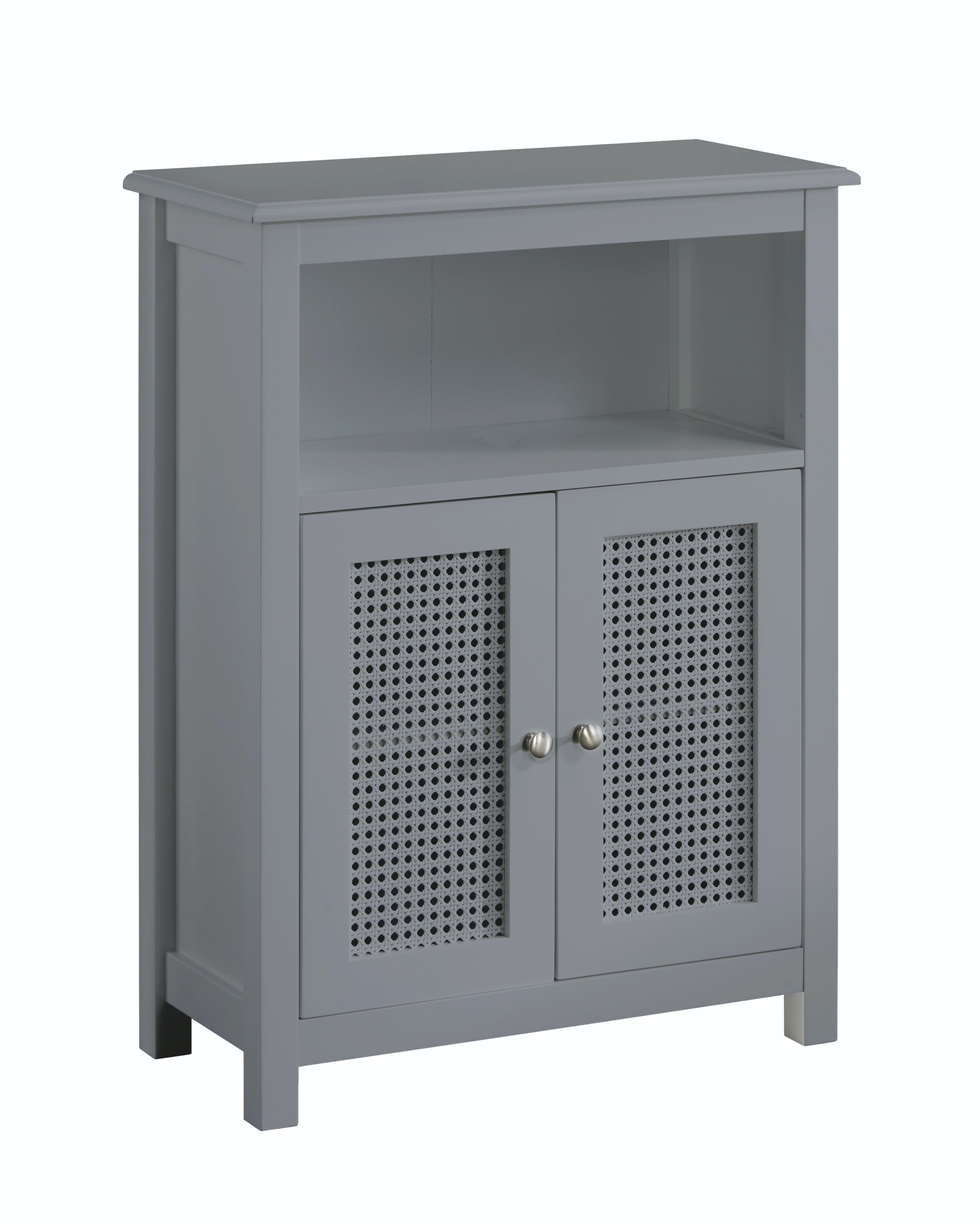 Graues Badezimmer-Bodenkonsolenelement aus Rattan