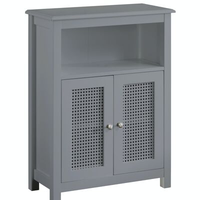 Meuble de salle de bain gris rotin