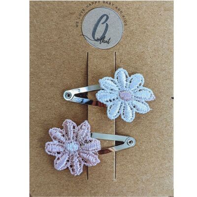 Baby hair clip daisies pink/white 2 pieces on card