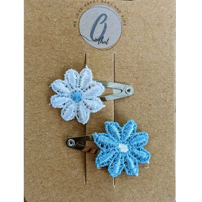 Baby hair clip lace daisy mint/white
