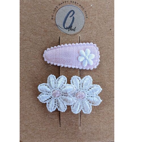 Baby hair clips Daisies / linen light pink